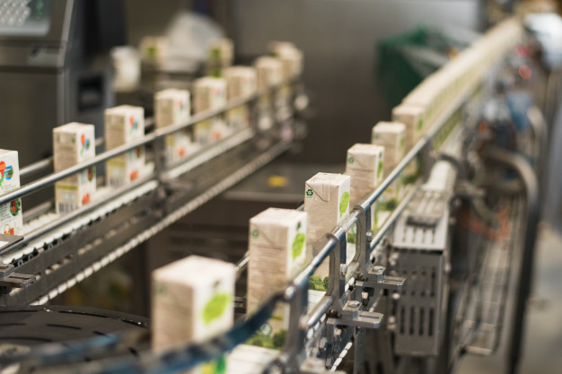 Conveyor Plant Production Bottling Juices Cardboard Packaging 121946 594